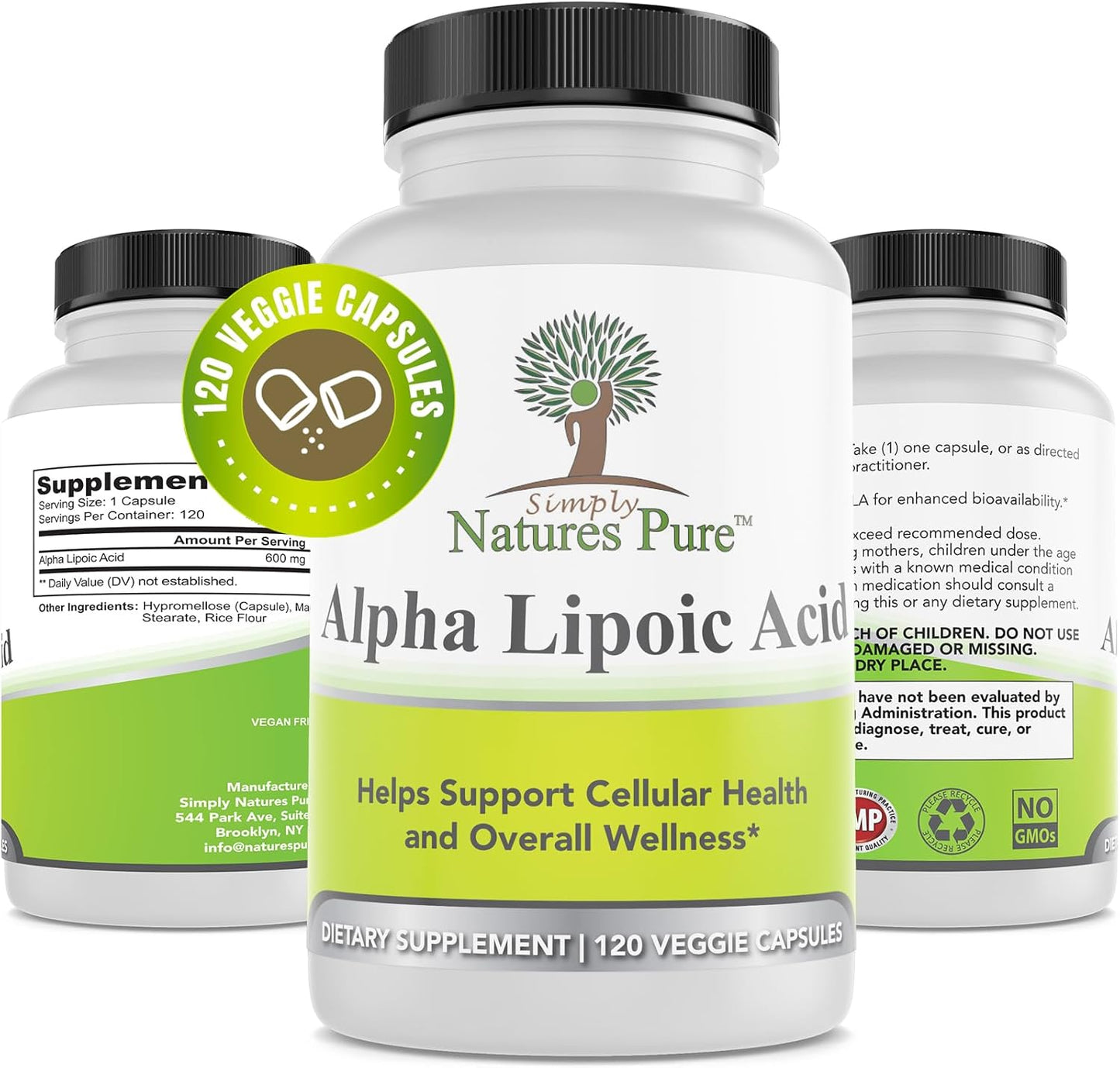 Organic Alpha Lipoic Acid 600mg Capsules - 120 Vegetarian Capsules, Non-GMO Thioctic Acid - 4 Month Supply