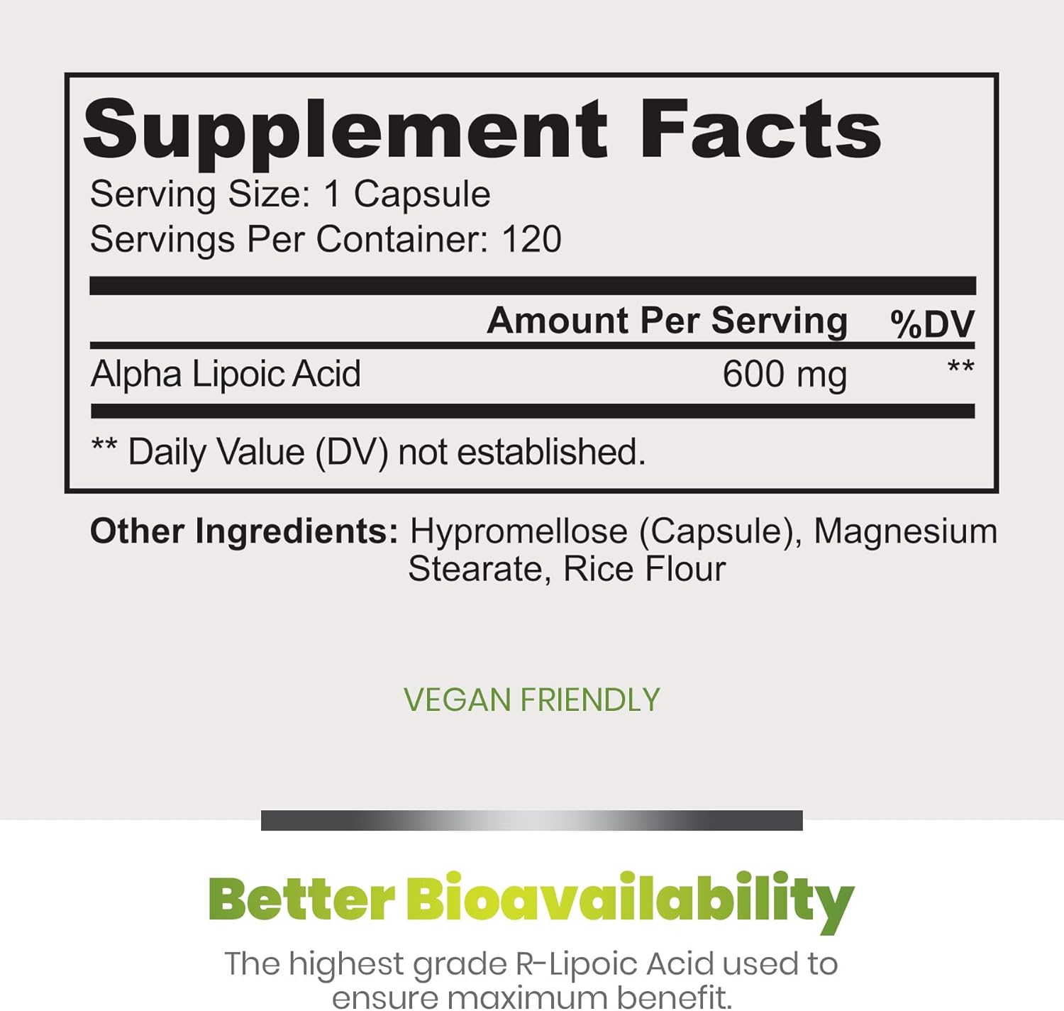 Organic Alpha Lipoic Acid 600mg Capsules - 120 Vegetarian Capsules, Non-GMO Thioctic Acid - 4 Month Supply