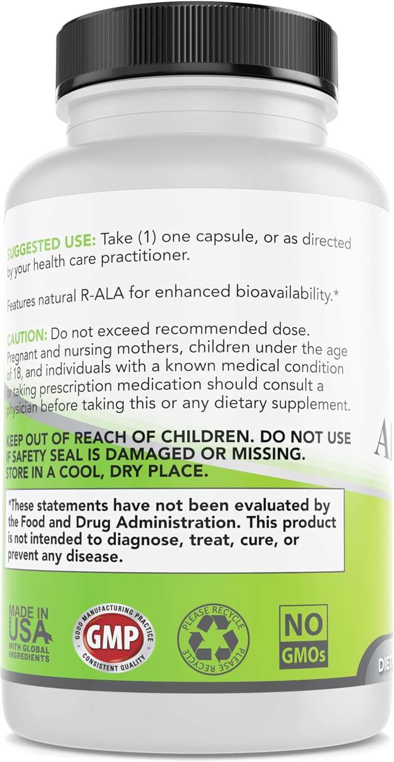 Organic Alpha Lipoic Acid 600mg Capsules - 120 Vegetarian Capsules, Non-GMO Thioctic Acid - 4 Month Supply