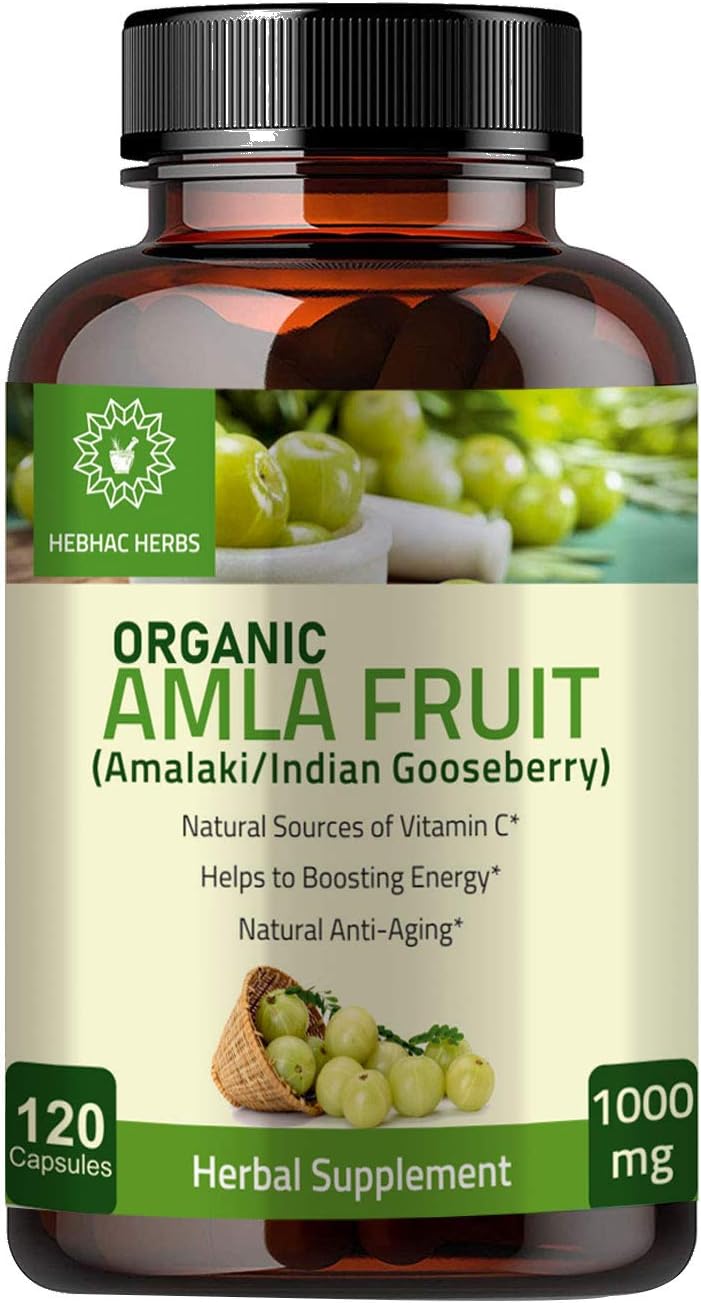 Organic Amla Capsules - 120 Count | Antioxidant Amlaki Amla Supplement | Pure Phyllanthus Emblica Extract in Capsule Form