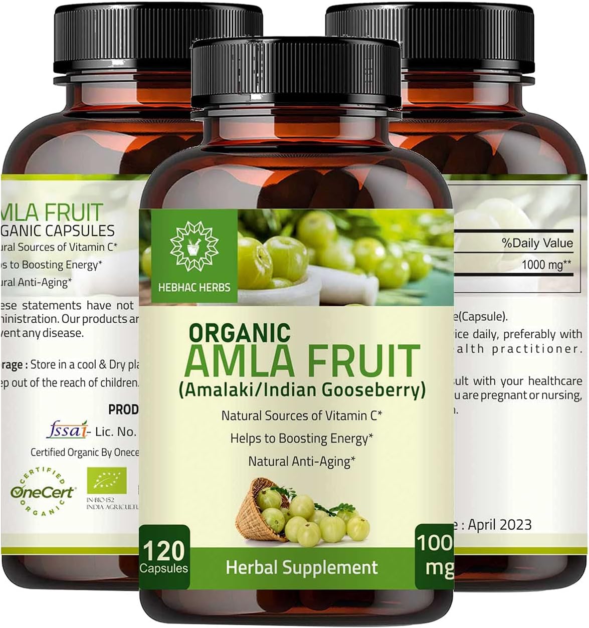 Organic Amla Capsules - 120 Count | Antioxidant Amlaki Amla Supplement | Pure Phyllanthus Emblica Extract in Capsule Form
