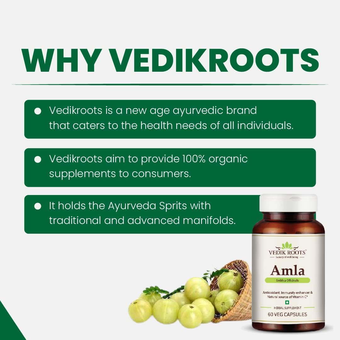 Organic Amla Capsules - Immunity Booster with Vitamin C - Herbal Supplements - 60 Capsules