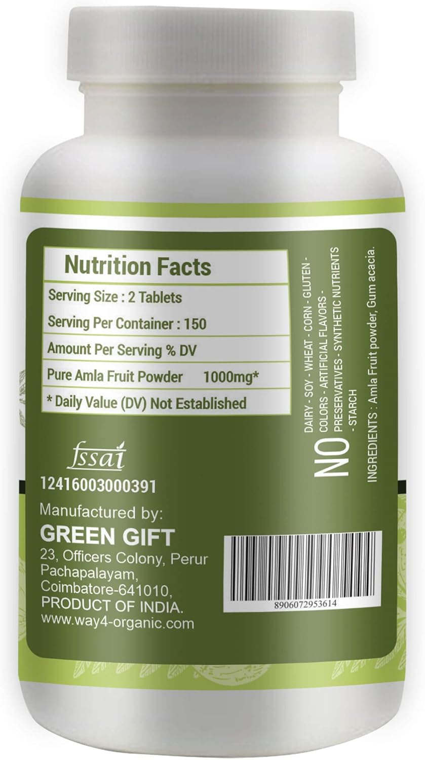 Organic Amla Fruit Extract Capsules - 300 Pills, 1000 mg, Amalaki Fruit Supplement, Pack of 1