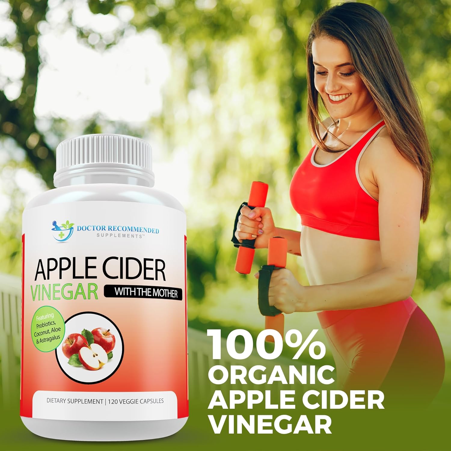 Organic Apple Cider Vinegar Capsules with Probiotics - Doctor Recommended Digestive Support Supplement - 1500 mg Pills for Immune Health - Made in USA