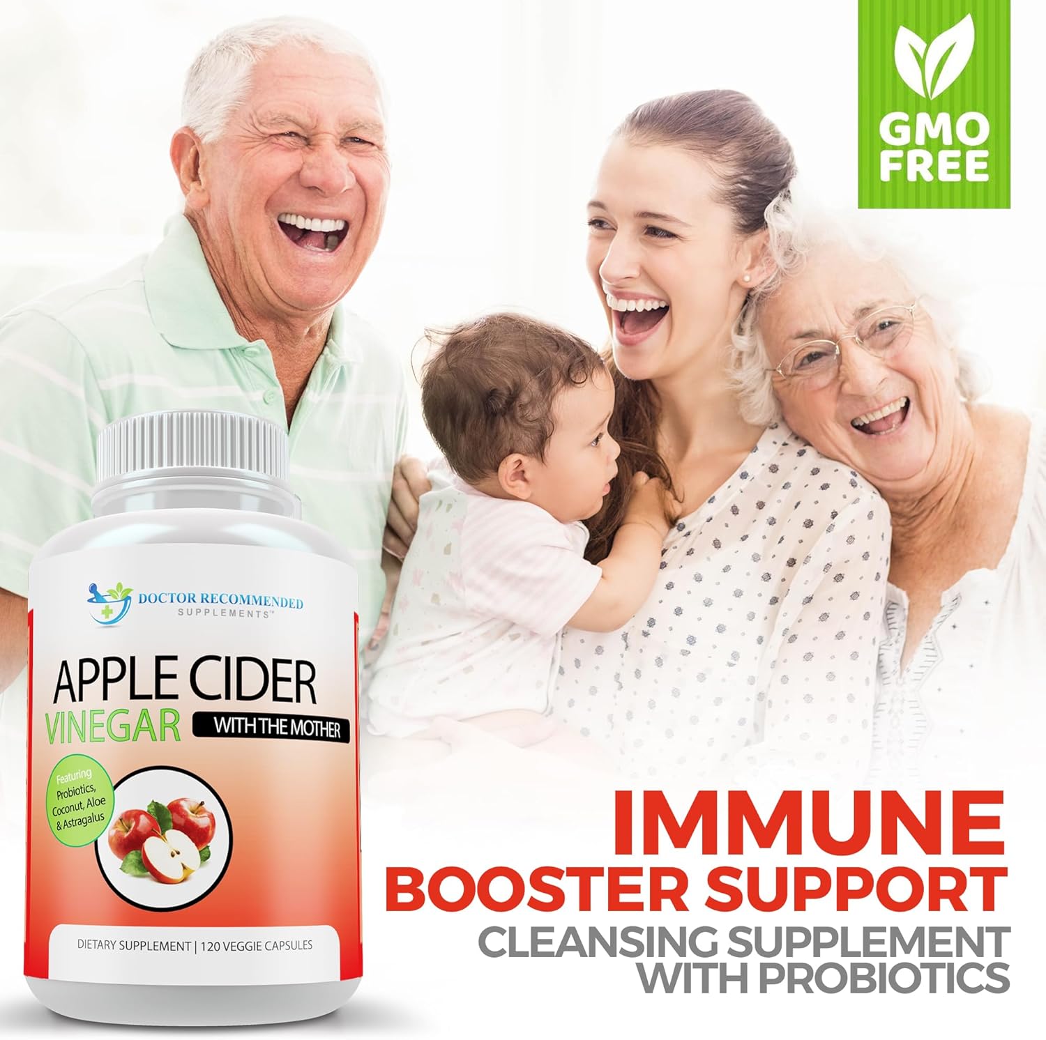 Organic Apple Cider Vinegar Capsules with Probiotics - Doctor Recommended Digestive Support Supplement - 1500 mg Pills for Immune Health - Made in USA