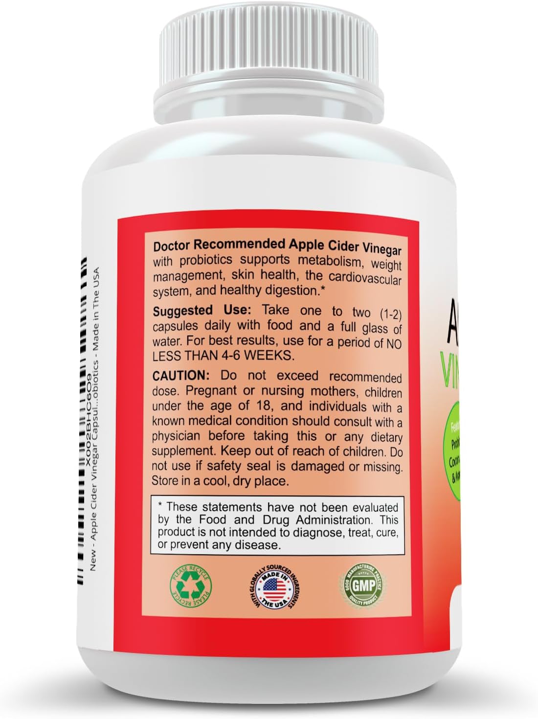 Organic Apple Cider Vinegar Capsules with Probiotics - Doctor Recommended Digestive Support Supplement - 1500 mg Pills for Immune Health - Made in USA