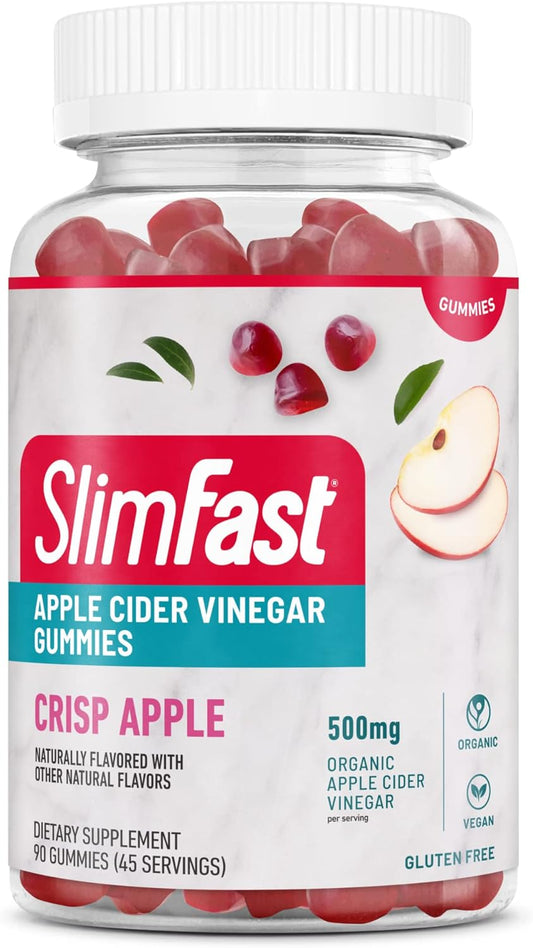 Organic Apple Cider Vinegar Gummies - 500mg per Serving - Crisp Apple Flavor - 45 Servings