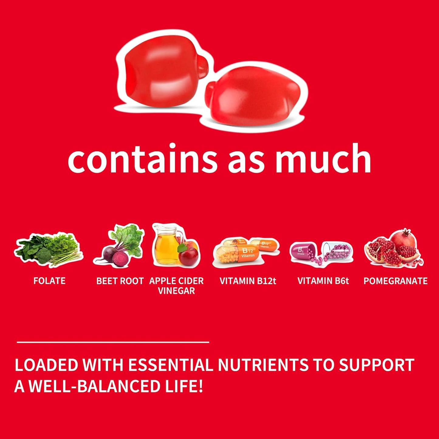 Organic Apple Cider Vinegar Gummies with Pomegranate Beet Juice Powder B12 - 1500MG Keto Gummies Vegan Friendly