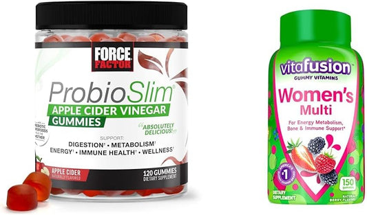 Organic Apple Cider Vinegar Gummies with Women's Multivitamin - Berry Flavored Daily Vitamins for Women