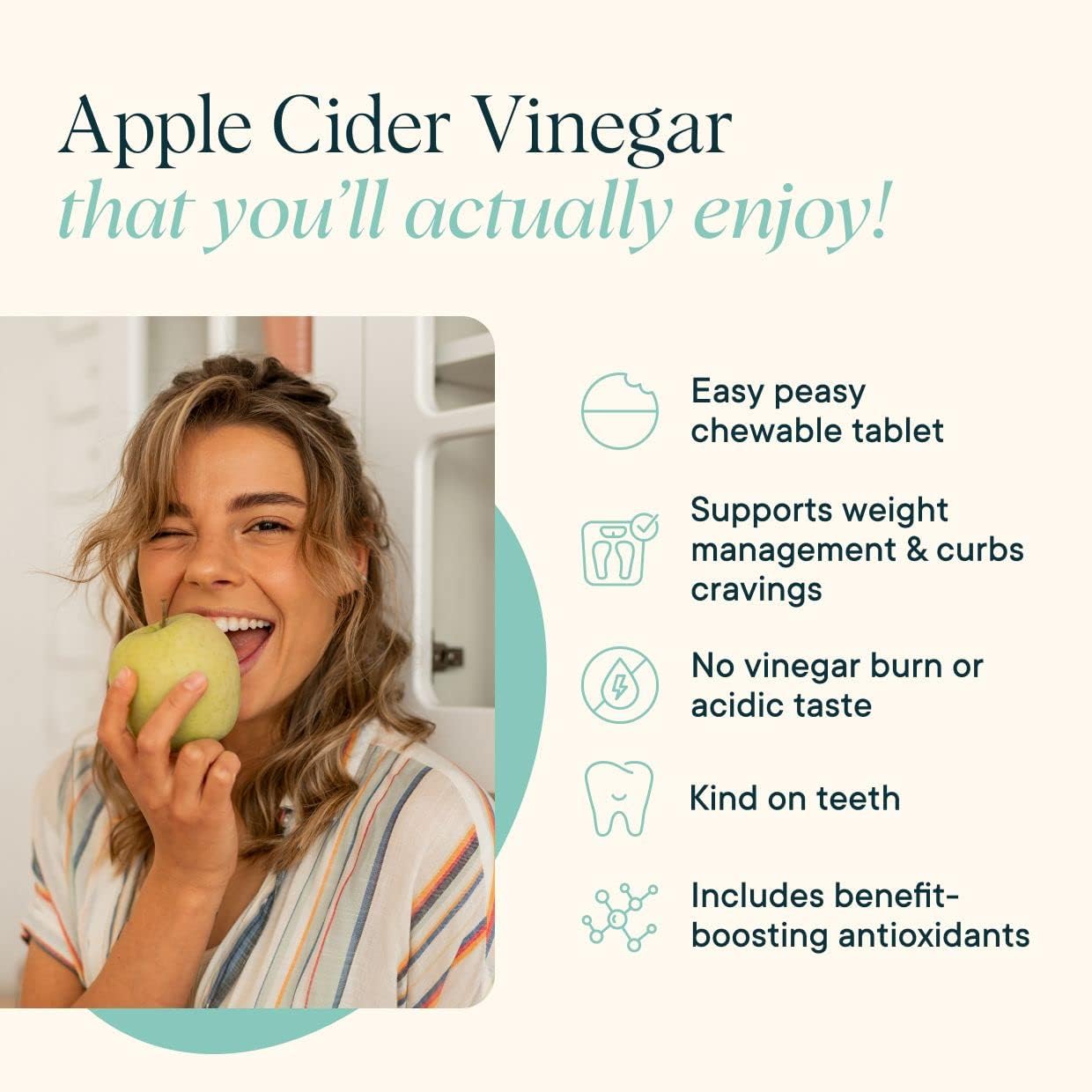 Organic Apple Cider Vinegar Pills - Metabolism Booster, Detox Cleanse, Weight Management - Apple Flavor, 1 Month Supply, 60 Vegan Tablets