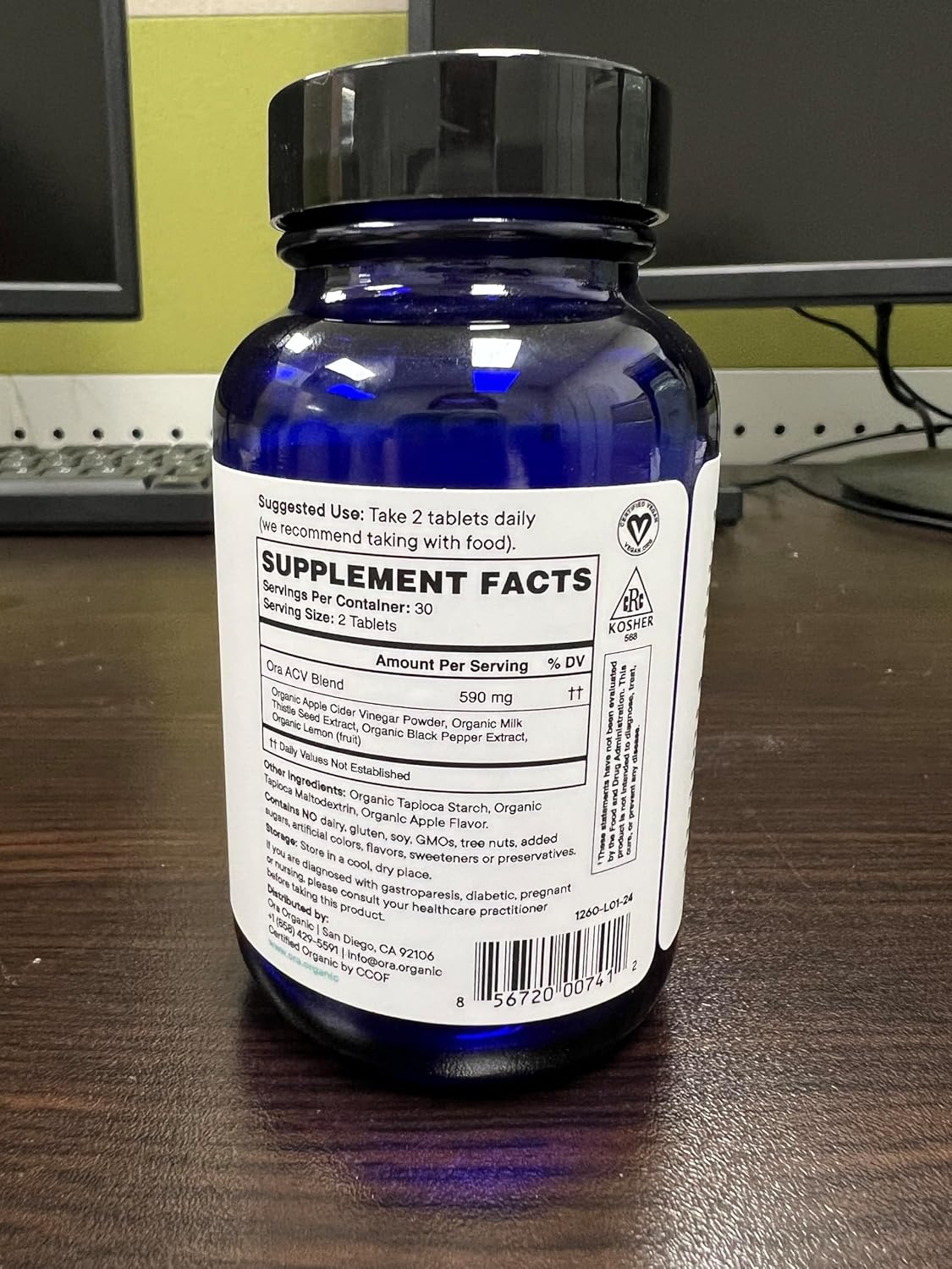 Organic Apple Cider Vinegar Pills - Metabolism Booster, Detox Cleanse, Weight Management - Apple Flavor, 1 Month Supply, 60 Vegan Tablets