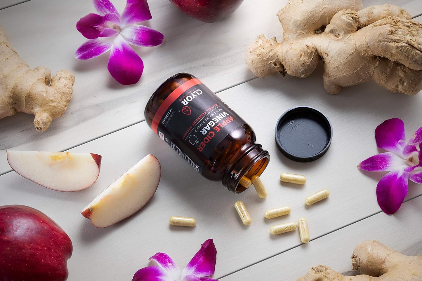 Organic Apple Cider Vinegar Pills with Turmeric & Ginger for Detox & Digestion - 60 Vegan Capsules - Made in USA