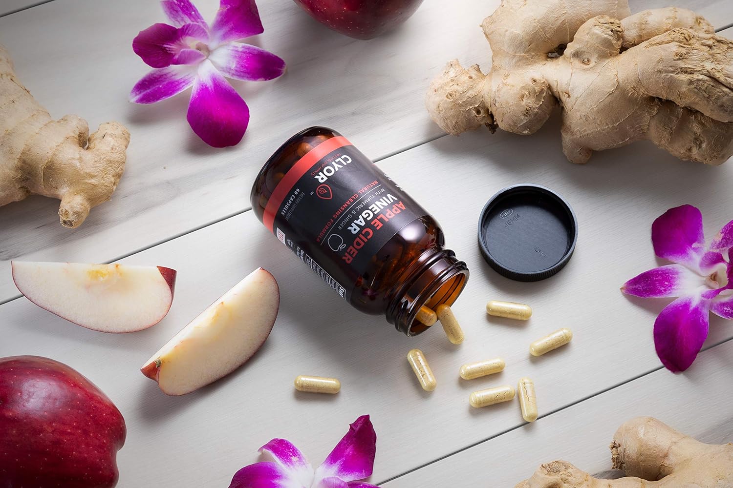 Organic Apple Cider Vinegar Pills with Turmeric & Ginger for Detox & Digestion - 60 Vegan Capsules - Made in USA