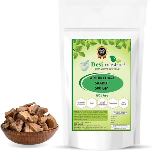 Organic Arjuna Bark Powder - 100% Pure | 500GM | Arjun Tree Bark | Supports Healthy Cholesterol Levels