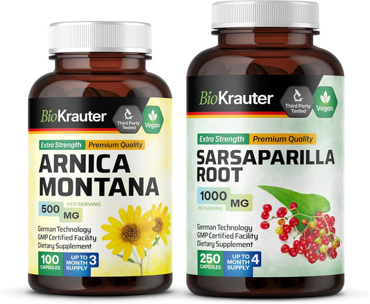 Organic Arnica Montana and Sarsaparilla Root Capsules - 350 Capsules for Joint Support and Overall Wellness