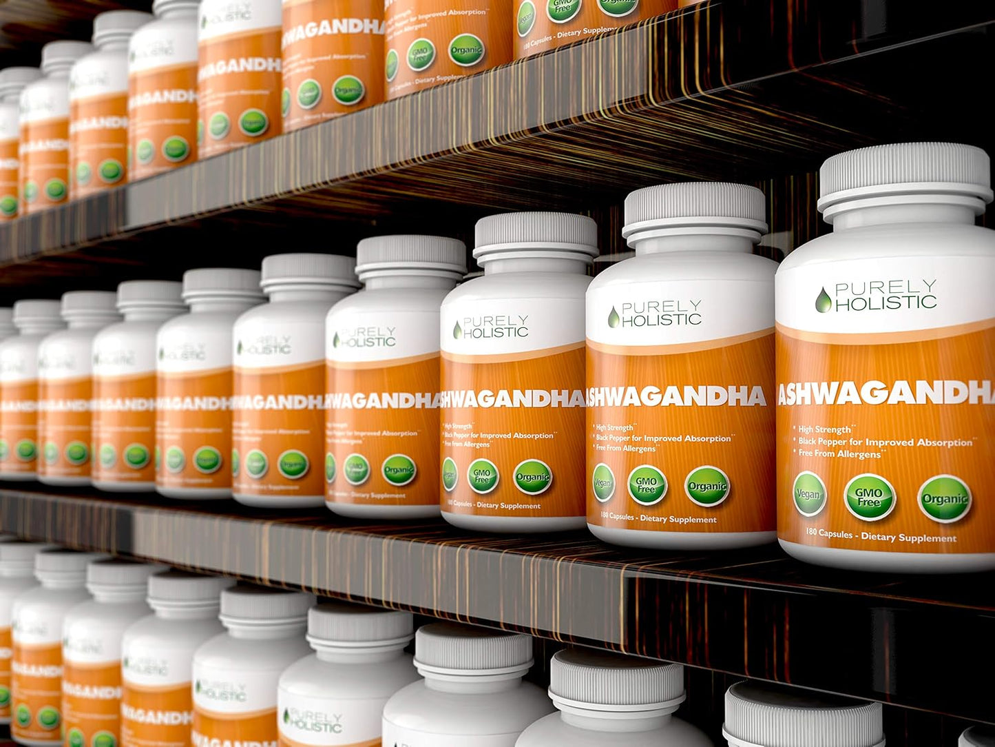 Organic Ashwagandha 1300mg Capsules - 180 Vegan Capsules - High Strength Root Extract with Black Pepper - 3 Month Supply