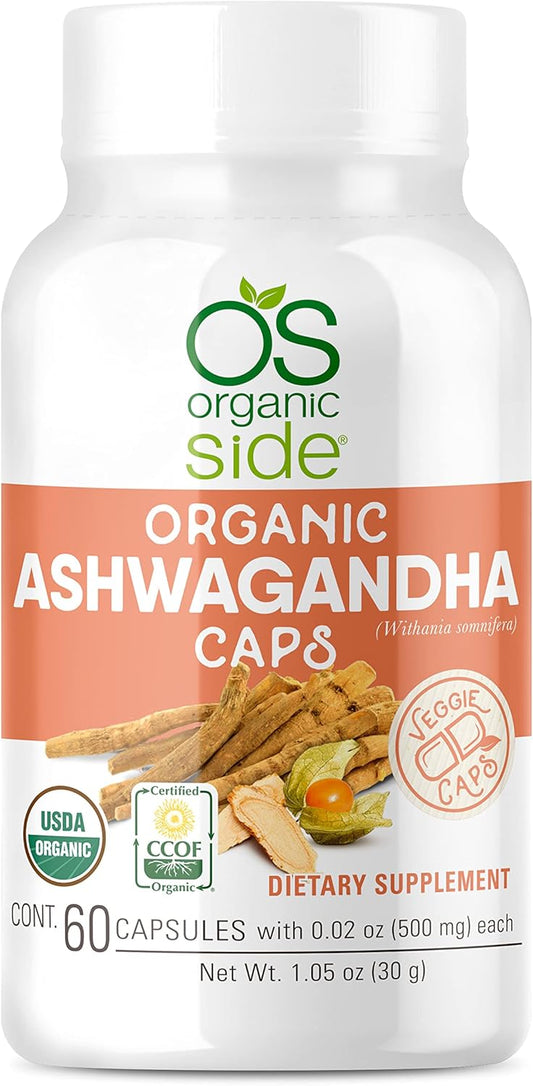Organic Ashwagandha Capsules - 60 Count, 1,000mg Pure Formula for Stress Relief & Mood Enhancement - Vegan, Non-GMO, Gluten-Free