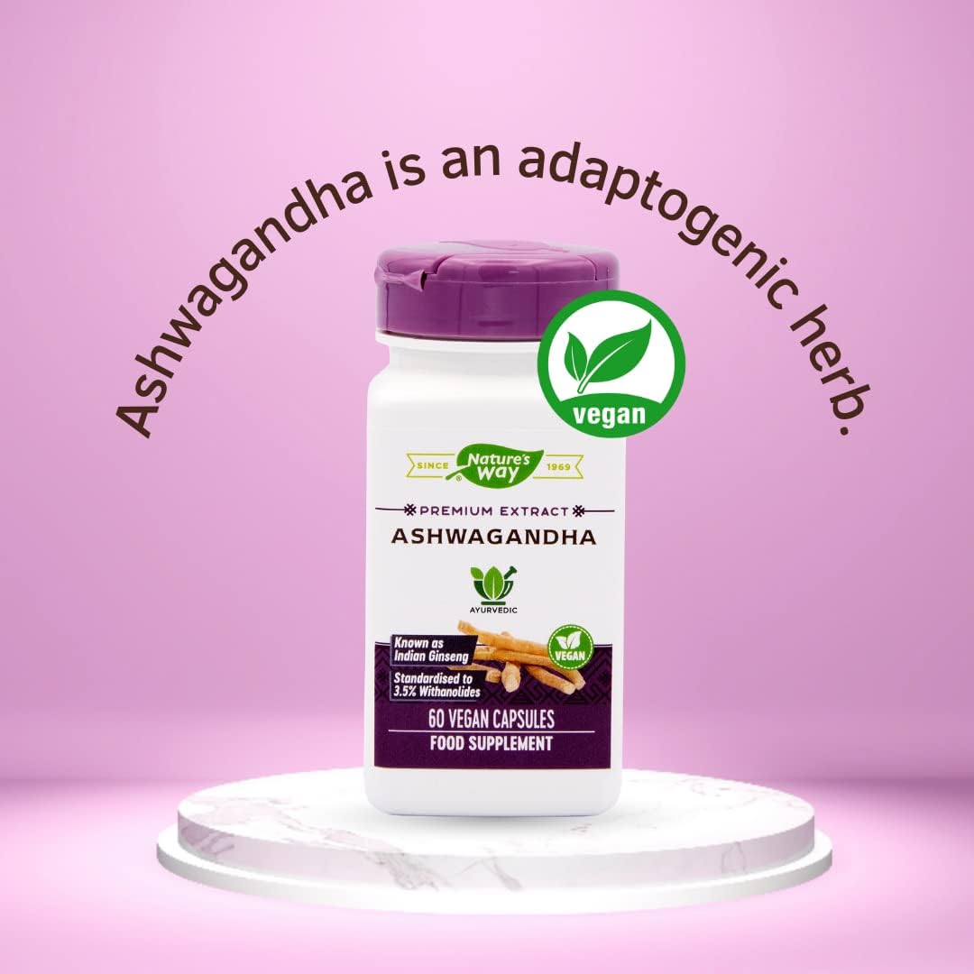 Organic Ashwagandha Capsules - 60 Vegetarian Capsules by Nature's Way