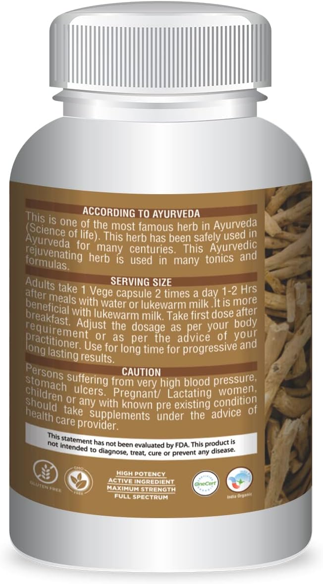 Organic Ashwagandha Capsules 800mg - Withannolides 5% & Alkaloids 1.5% - Energy & Performance Boost - 60 Vegetarian Capsules