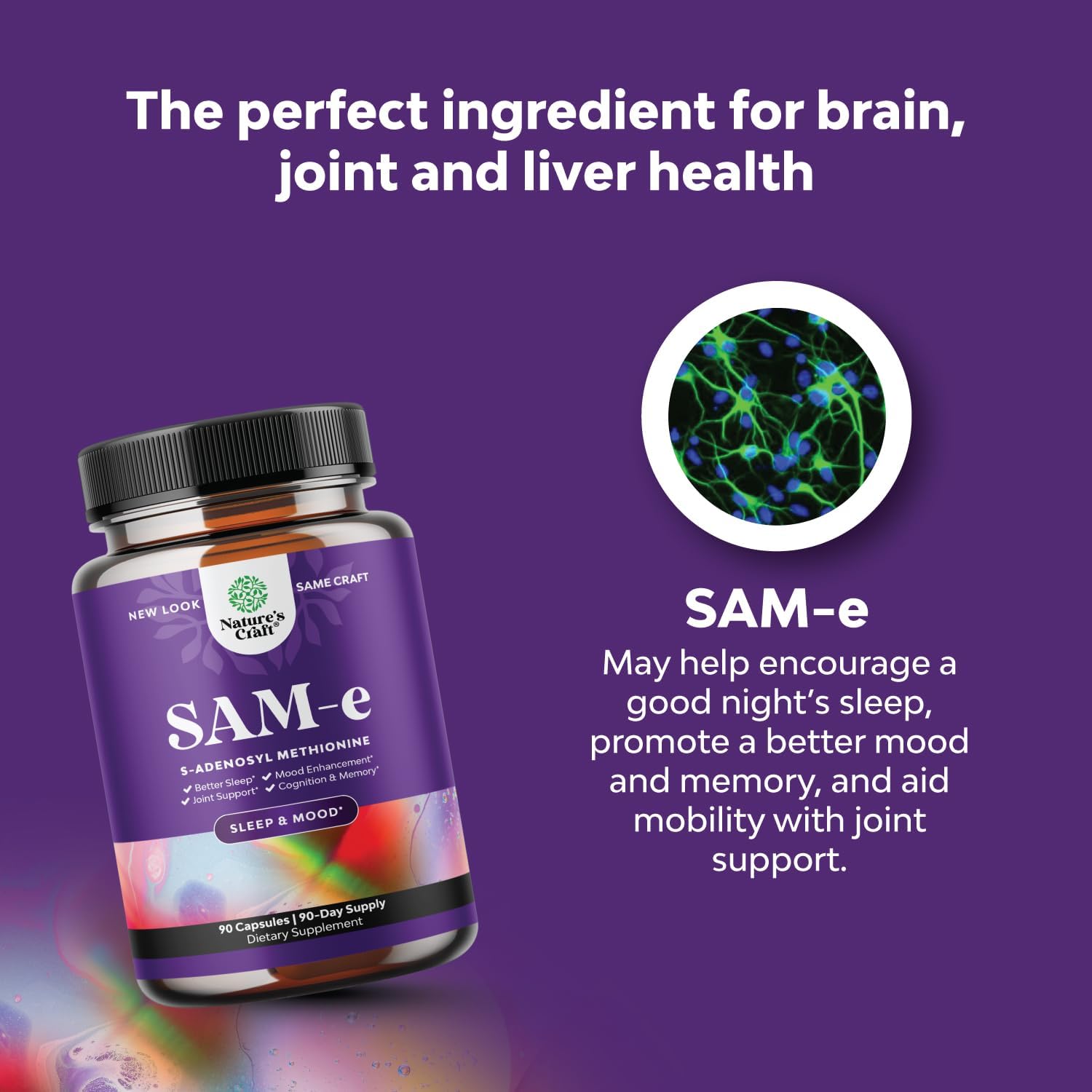 Organic Ashwagandha Capsules and SAM-E Brain Supplement Bundle for Brain and Mood Support - Natural Nootropic and Mood Enhancer with Thyroid and Adrenal Support