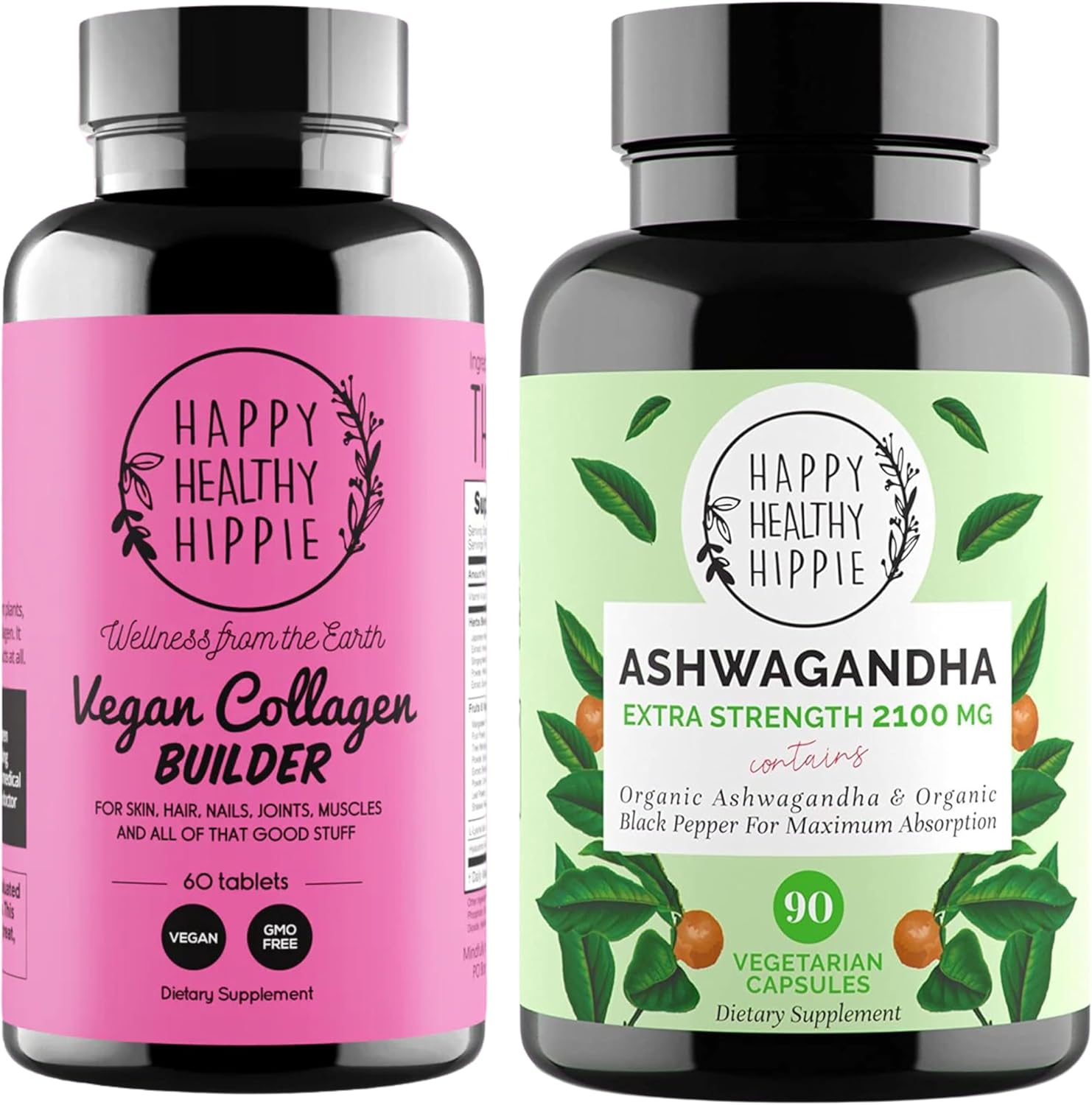 Organic Ashwagandha Capsules for a Happy & Healthy Hippie Lifestyle - Vegan Collagen Support