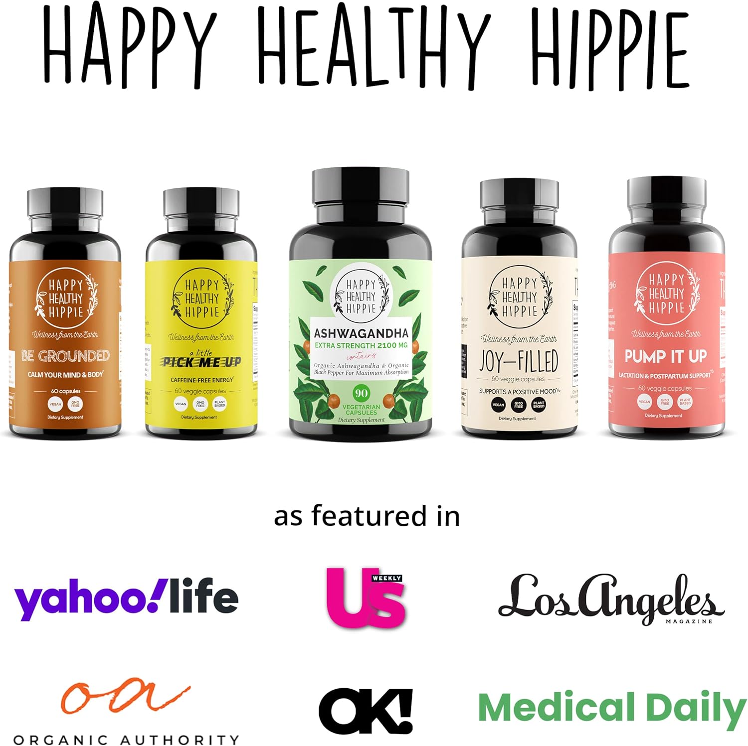 Organic Ashwagandha Capsules for a Happy & Healthy Hippie Lifestyle - Vegan Collagen Support