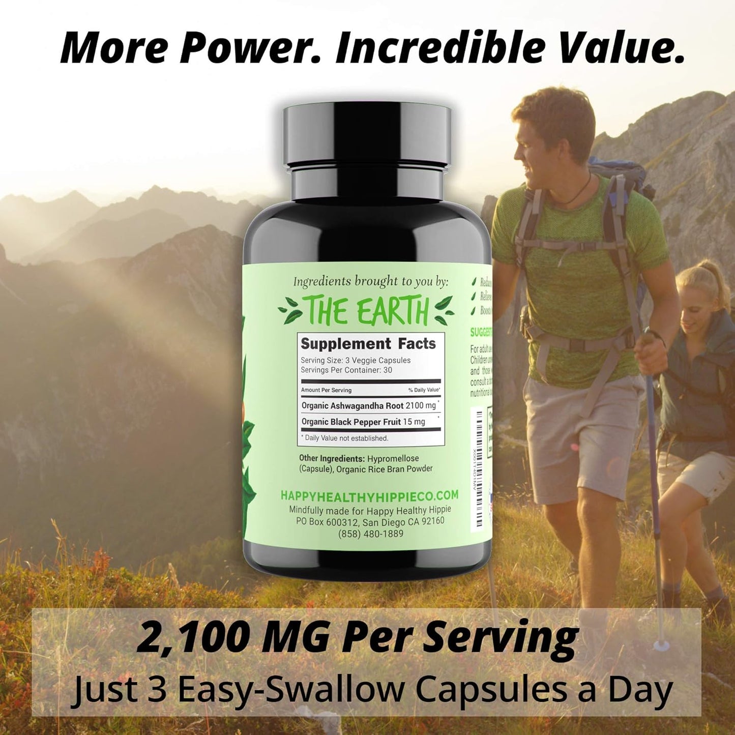 Organic Ashwagandha Capsules for a Happy & Healthy Hippie Lifestyle - Vegan Collagen Support