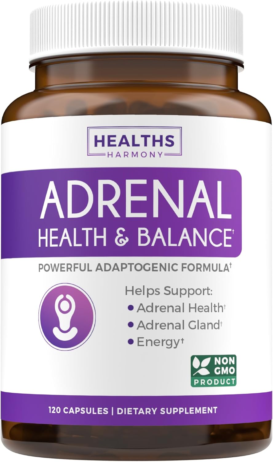 Organic Ashwagandha & L-Tyrosine Adrenal Support Pack (2-Month Supply) for Cortisol Balance & Fatigue Management - 240 Capsules