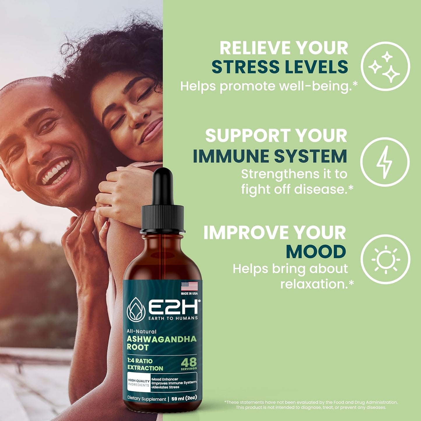 Organic Ashwagandha Liquid Drops for Stress Relief and Mood Enhancement - Natural Cortisol Manager, Non-GMO Vegan Supplement (3 Bottles)