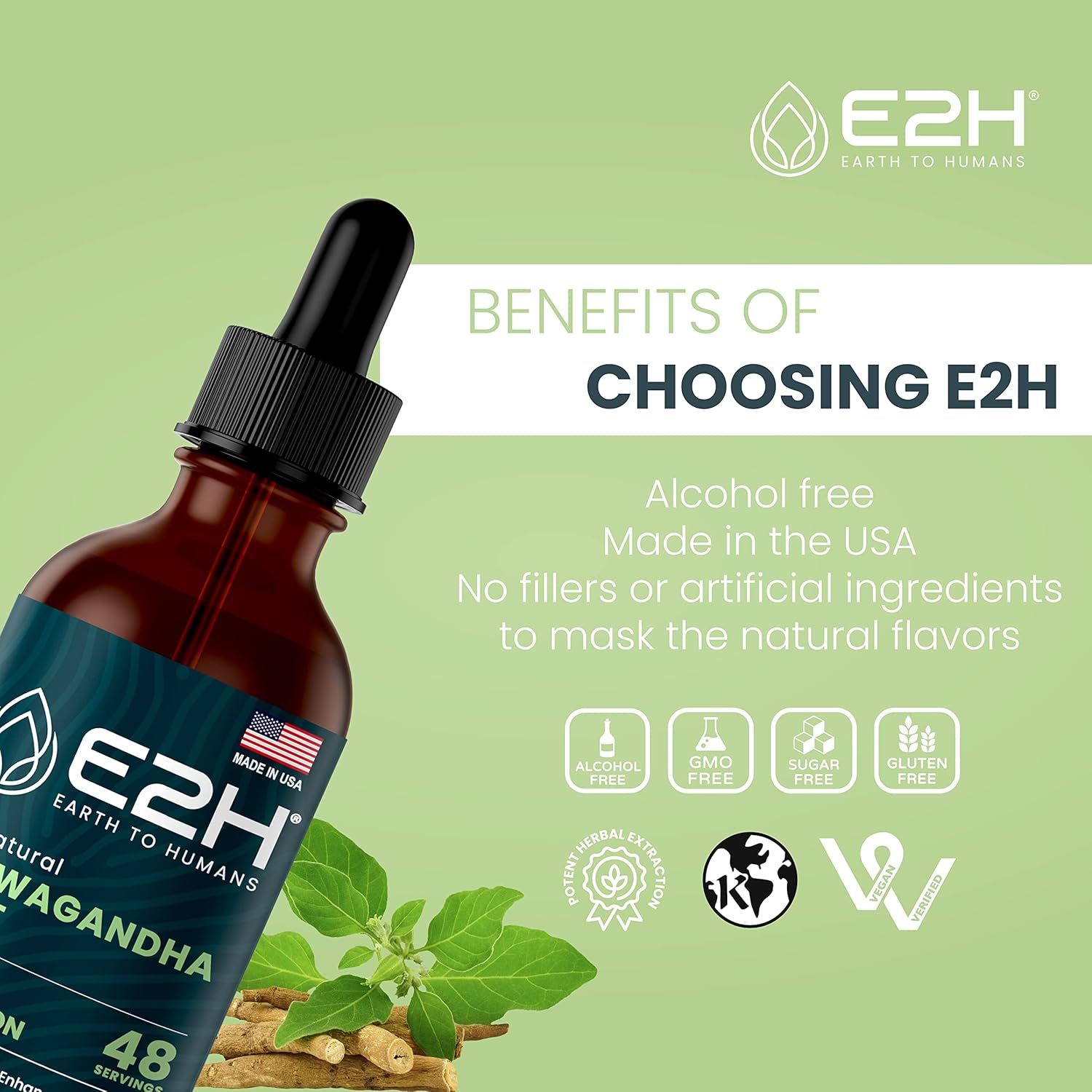 Organic Ashwagandha Liquid Drops for Stress Relief and Mood Enhancement - Natural Cortisol Manager, Non-GMO Vegan Supplement (3 Bottles)