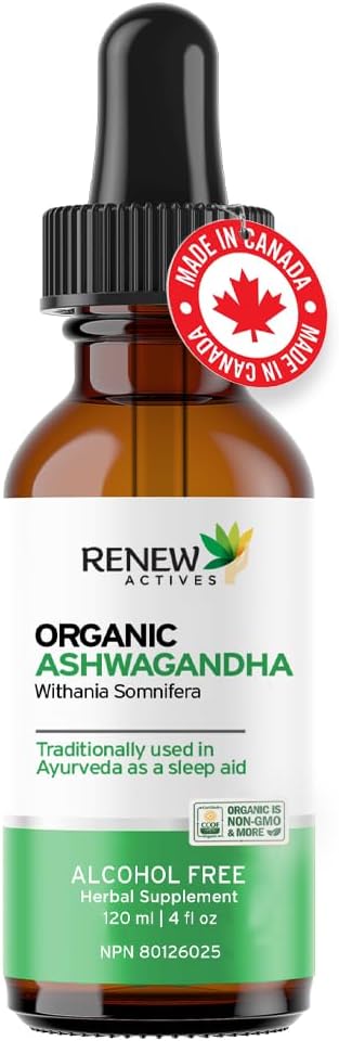Organic Ashwagandha Liquid for Cognitive Function, Energy, Stress Reduction - 120 ml Formula for Memory, Sleep, Immune Health & Clarity