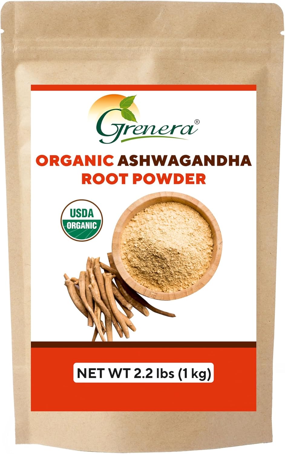 Organic Ashwagandha Powder 2.2 lbs (35.2 Ounce) - Vegan, Kosher Certified by Grenera