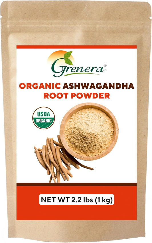 Organic Ashwagandha Powder 2.2 lbs (35.2 Ounce) - Vegan, Kosher Certified by Grenera