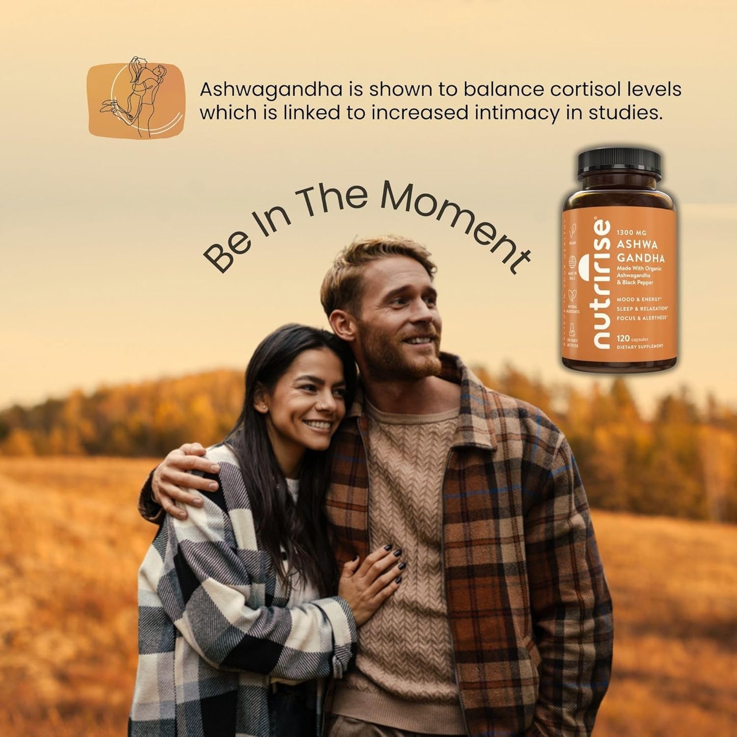 Organic Ashwagandha Root Capsules 1300mg with Black Pepper - Stress & Mood Support - Thyroid & Immune Boost - Clarity & Energy - 120 Count
