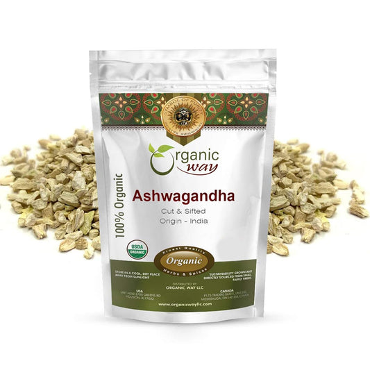 Organic Ashwagandha Root Cut & Sifted - USDA Certified, Vegan, Non-GMO, Gluten-Free - 1/4LBS/4Oz - India Origin