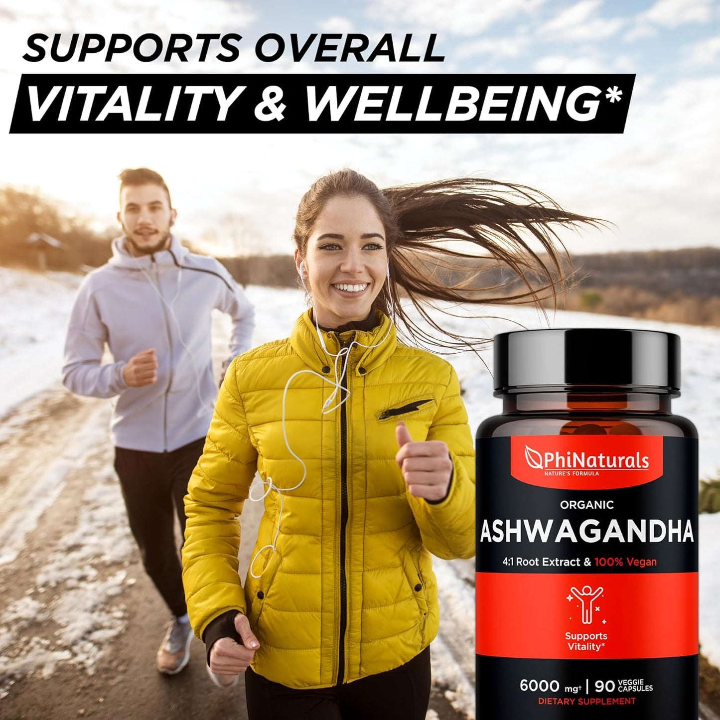 Organic Ashwagandha Root Extract Capsules - 6000mg Equivalent, 1500mg Per Serving, 30 Servings - Vegan Supplement for Men and Women - 90 Count