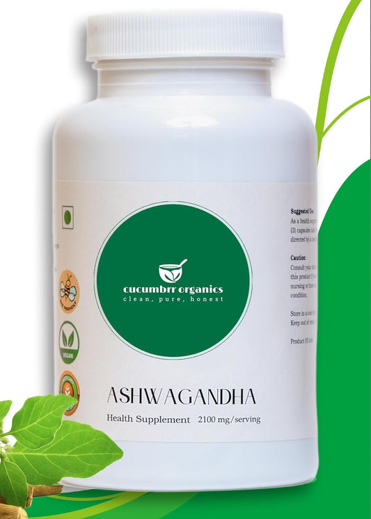 Organic Ashwagandha Root Extract Supplement - 90 Capsules by Cucumbrr Organics