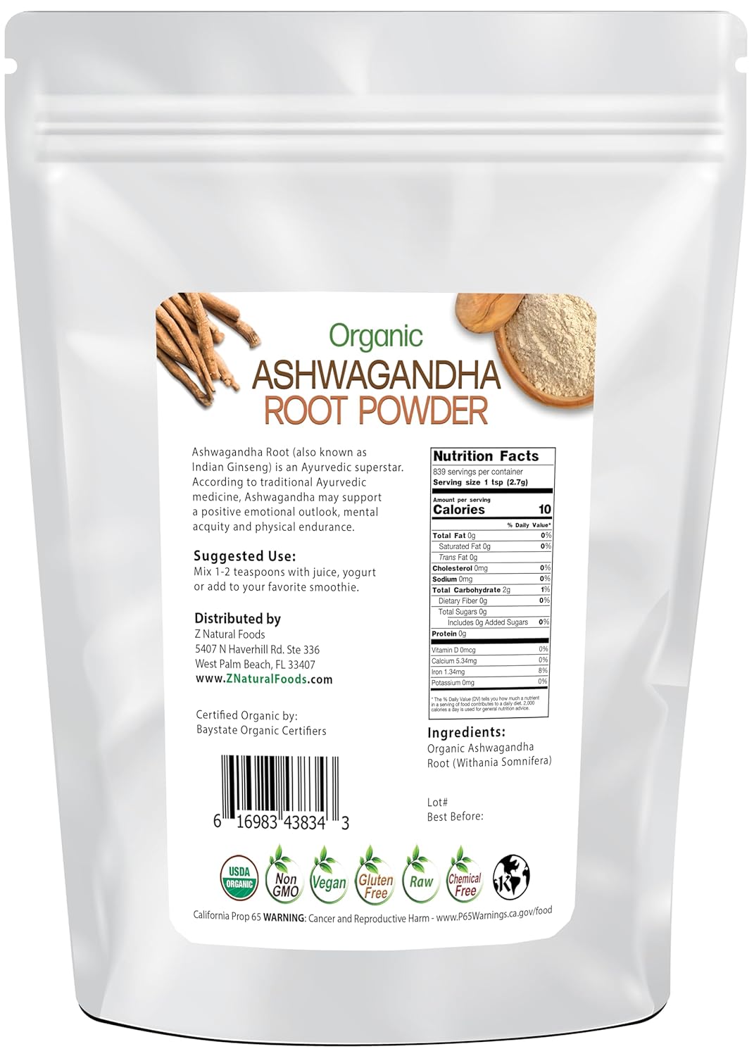 Organic Ashwagandha Root Powder - Bulk 5 lb Size - Pure & Raw Ayurvedic Superstar - DIY Capsules - Non-GMO