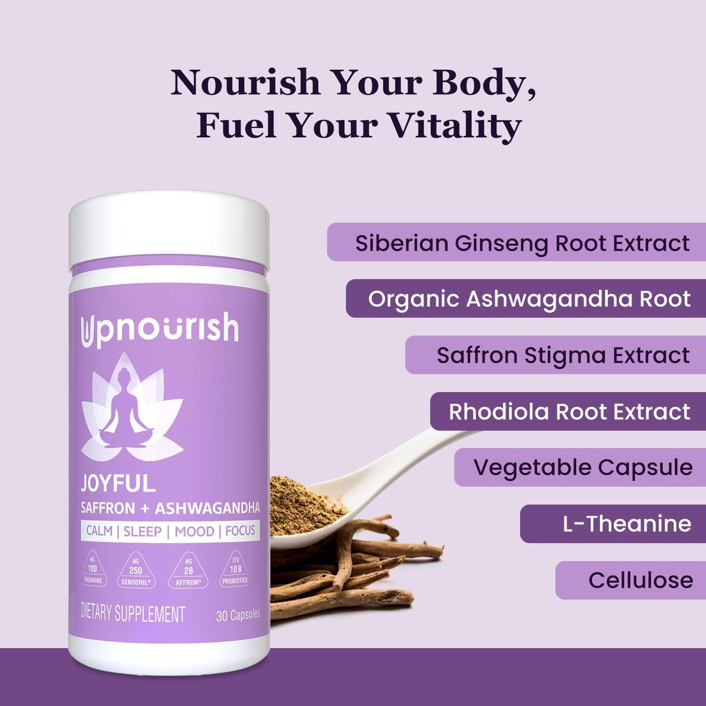Organic Ashwagandha Saffron Probiotic Supplements for Stress Relief, Mood Enhancement, and Focus - Vegan Capsules with L-Theanine and Rhodiola