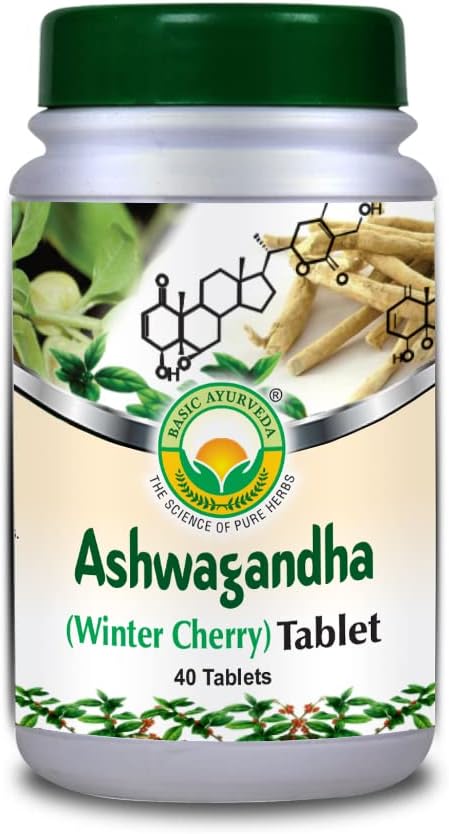 Organic Ashwagandha Supplement Tablets - 40 Count (1000mg) - Ayurvedic Indian Ginseng Pills for Wellness - Easy to Consume
