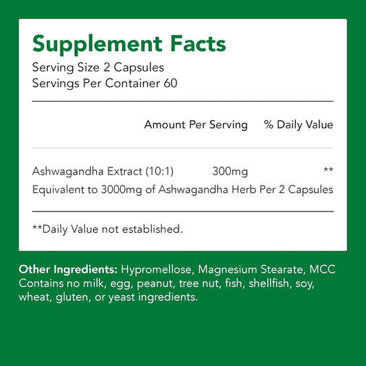 Organic Ashwagandha Supplements 1500mg Equivalent | Stress Relief, Immune Health, Energy Support | Non-GMO Gluten Free | 1 Bottle-120 Capsules-2mo Supply