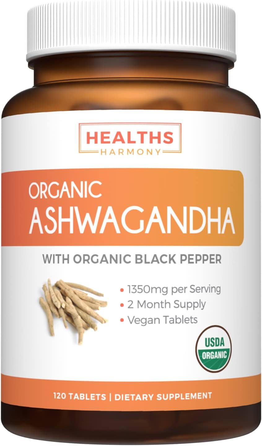 Organic Ashwagandha & Thyroid Support Pack - Balance Adrenal & Cortisol Levels - Daily Energy for Men & Women - 2-Month Supply