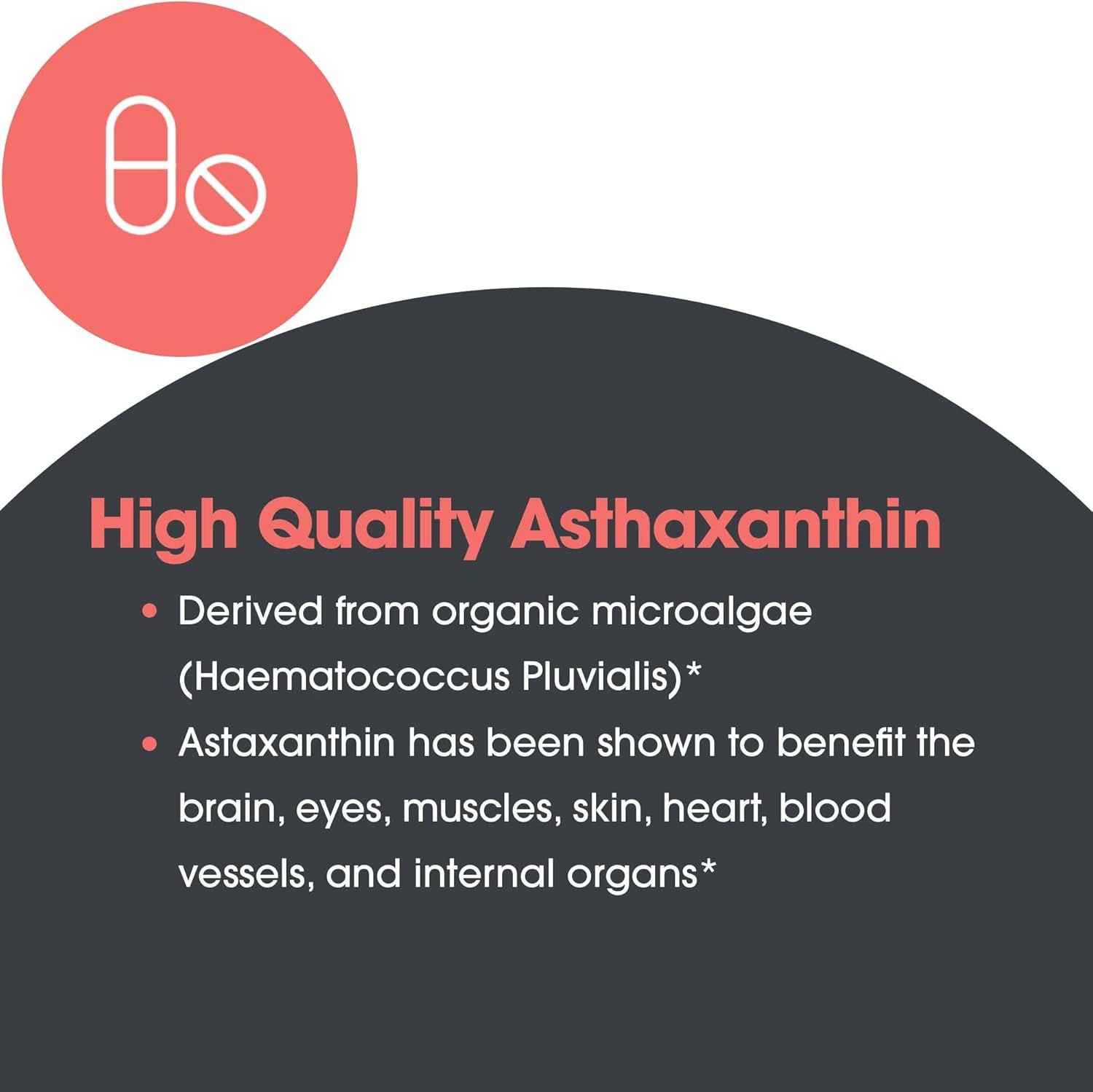 Organic Astaxanthin 12mg Supplement - Eye & Skin Health, Brain Function Support - 60 Softgels