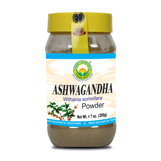 Organic Ayurvedic Ashwagandha Powder for Energy, Focus, and Mood Support - 7.05 Oz (200g)