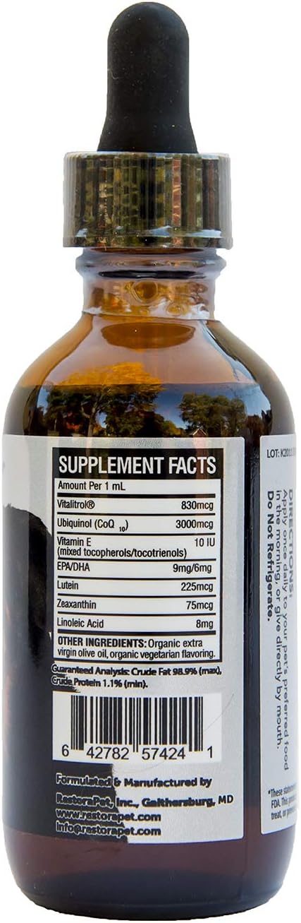 Organic Bacon Flavored Liquid Multivitamin for Dogs & Cats - Hip & Joint Vitamins for Arthritis Pain Relief - Anti Inflammatory Supplement - RestoraPet 1-Pack - Vet Approved & Non-GMO