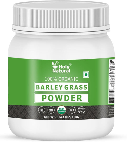 Organic Barley Grass Powder - Pure & Natural Nutrition Superfood - 14.11 oz/400 gm - Raw & Non GMO - Ideal for Smoothies & Juices