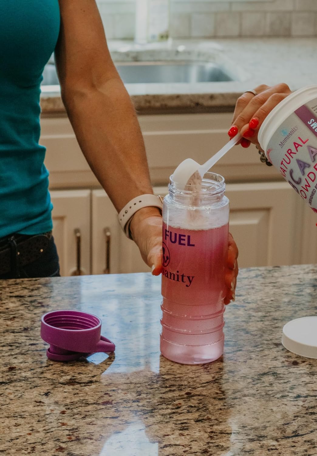 Organic BCAA Pre Workout Powder for Moms | Sweetened with Natural Ingredients | Boost Energy Pre & Post Workout | 40 Servings (Raspberry Lemonade)