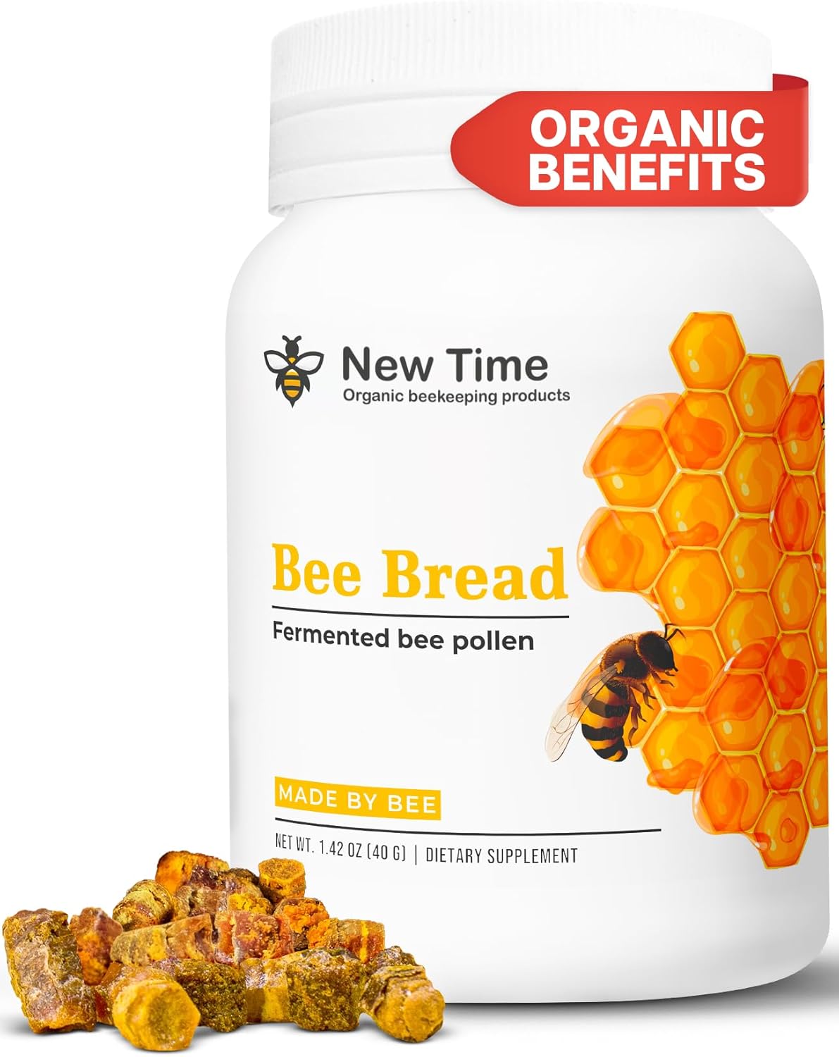 Organic Bee Bread: Natural Fermented Pollen for Breast Growth & Immune Support, Superfood for Men & Women, Vital Proteins & Energy Supplement