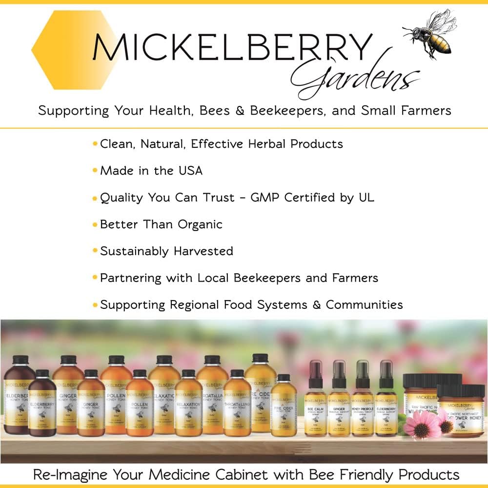 Organic Bee Pollen Honey Tonic for Respiratory Support - Raw Honey Oxymel with Stinging Nettle - 8 Oz (2 Pack)