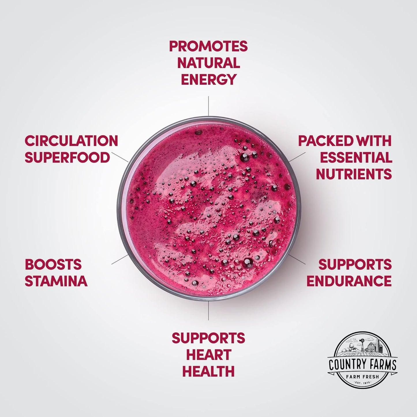 Organic Beet Extract Superfood for Healthy Circulation and Energy Boost, Cherry Flavor, 30 Servings